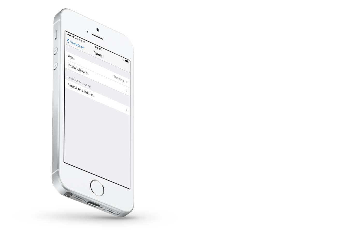 image d'un iPhone affichant les paramètres de prononciation